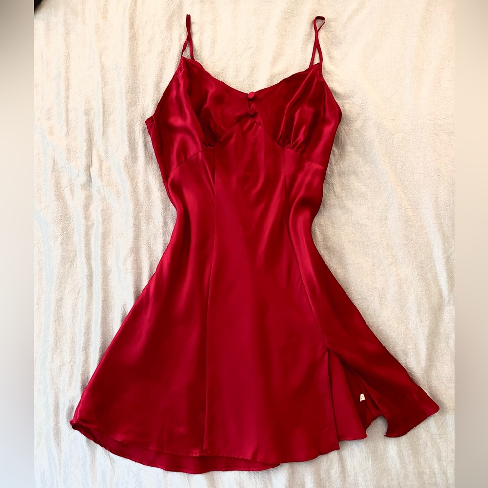 90s Vintage Victoria’s Secret red silk mini slip dress
